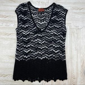 Missoni Black & White V Neck Sleeveless Body Con